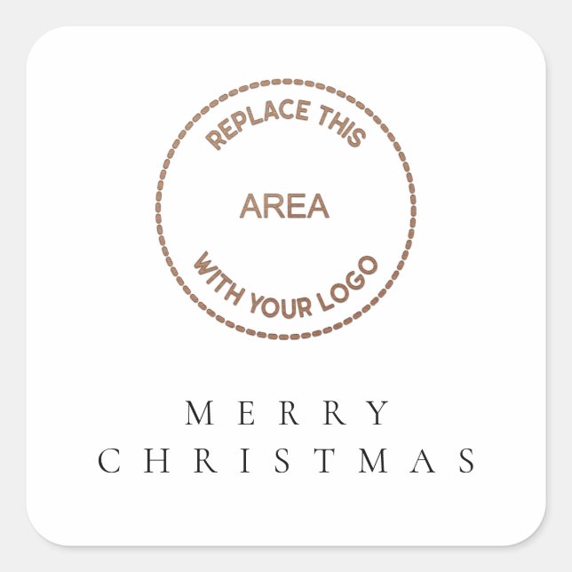 Einfache Firmenlogos Frohe Weihnachten Quadratischer Aufkleber (Vorderseite)