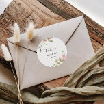 Einfache Flora und Natur Vielen Dank Runder Aufkleber<br><div class="desc">Diese einfachen Blumenarten und Grün danken Ihnen für den klassischen Rundaufkleber sind perfekt für eine romantische Hochzeit. Die Blume ist in Rosa, Weiß und Gelb gehalten und in schönen Rahmen oder Formen gepflegt, die an die natürliche Schönheit erinnern. Machen Sie den Aufkleber mit Ihren eigenen Namen, der Veranstaltung (falls zutreffend)...</div>