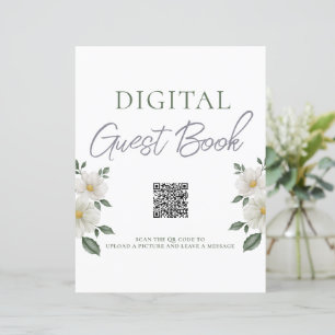 Einfache florale Digital Guest Book QR Code-Kennze