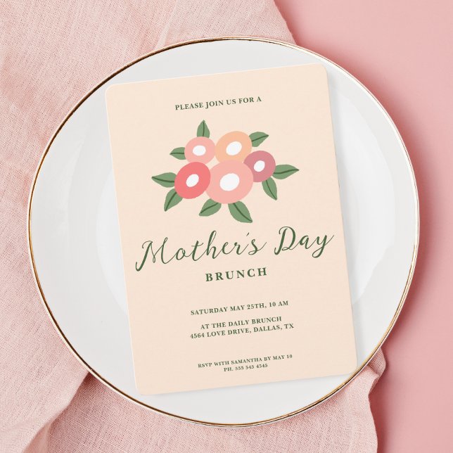 Einfache Florale Einladung zum Muttertagsbrunch (Von Creator hochgeladen)