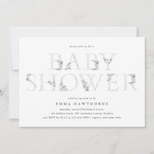 Einfache florale geschlechtsneutrale Babyparty Einladung