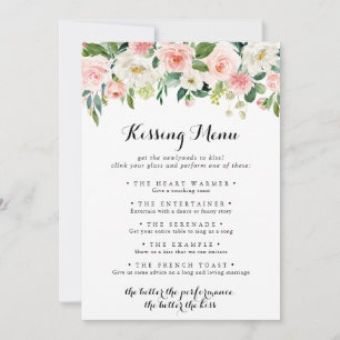 Einfache florale Green Wedding Kissing Menu Game C