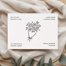 Einfache Florale Hochzeitsankündigung Letterpress
