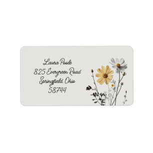 Einfache florale, Minimalistische, Daisy-Blume Adr Adressaufkleber