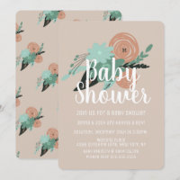 Einfache Florale Mohn-Pfirsich-Koralle-Baby-Party
