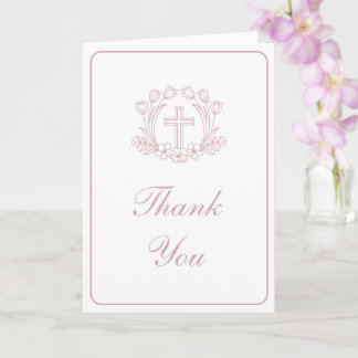 Einfache florale rosa Kreuz religiöse Danke Karte