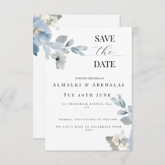 Einfache florale Save the Date Hochzeitskarte