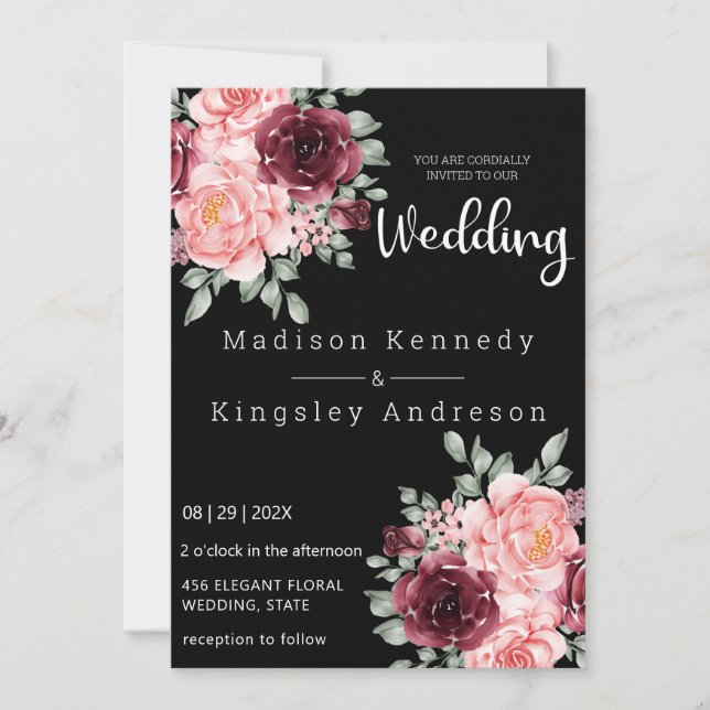 Einfache florale Spektakulär Elegant Luxuriös Einladung (Vorderseite)