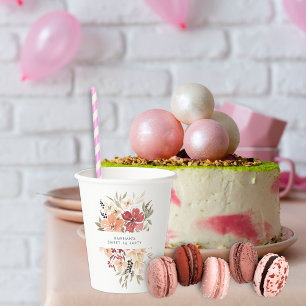 Einfache Florale Sweet 16 Geburtstagsfeier Pappbecher