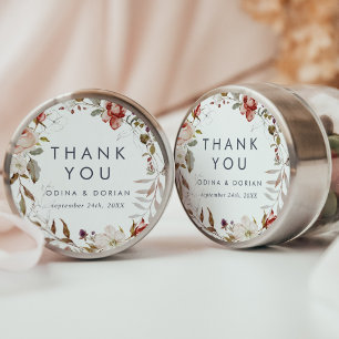 Einfache florale Vielen Dank Gastgeschenk Hochzeit Runder Aufkleber
