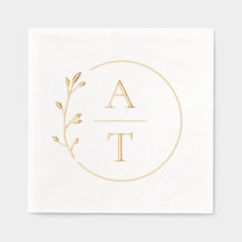 Einfache Foliage Elegant Monogram Hochzeit Servietten Mit Folie