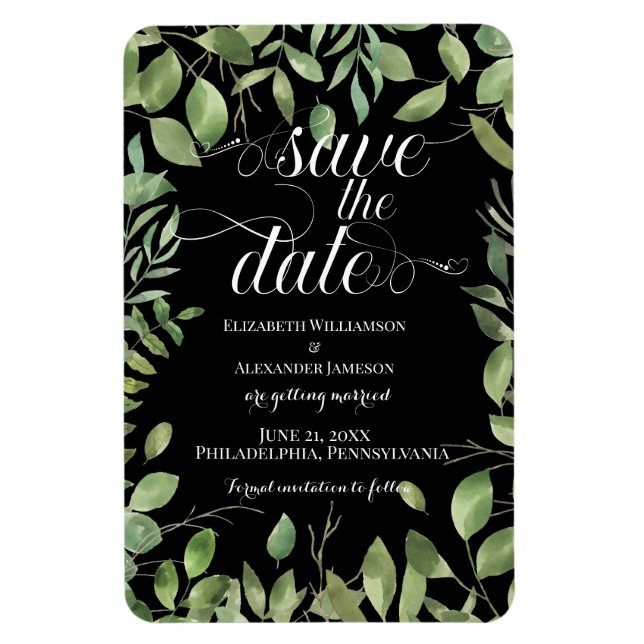 Einfache Foliage Save the Date/Hochzeit Magnet (Vertikal)