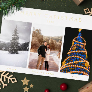 Einfache Folie Drei Foto Frohe Weihnachten Folien Feiertagskarte