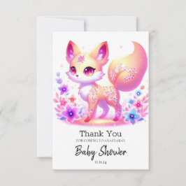 Einfache Forest Fox Pastel Babydusche Dankeskarte