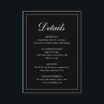 Einfache formale klassische Schwarze Hochzeit Begleitkarte<br><div class="desc">Traditionell schwarze Hochzeitskassenkarte mit einem einfachen Design mit "Details" in eleganter Kalligraphie innerhalb eines dünnen Randes. Die Vorlage ermöglicht Ihnen,  wichtige Informationen über Ihren besonderen Tag zu teilen. Dieses klassische Design ist perfekt für eine formelle Hochzeit.</div>