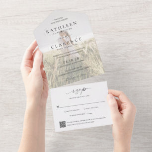 Einfache formale QR-Foto-Hochzeit All In One Einladung