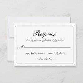 Einfache formale Schwarz-Weiß-Hochzeit RSVP Karte