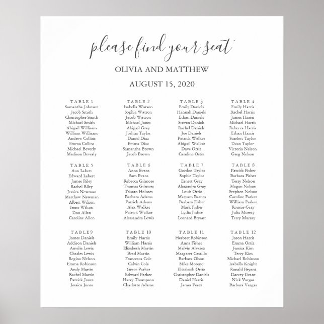 Einfache formale Schwarz/Weiß-Hochzeitskarte Poster (Vorne)