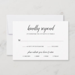 Einfache formale Schwarz-Weiß-Mahlzeiten Elegante RSVP Karte