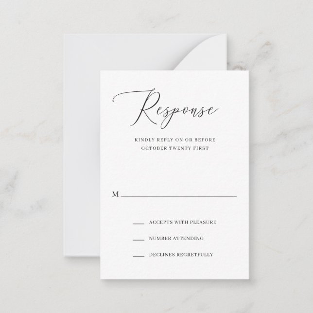 Einfache formelle Elegant Wedding Mini RSVP Karte (Vorderseite)