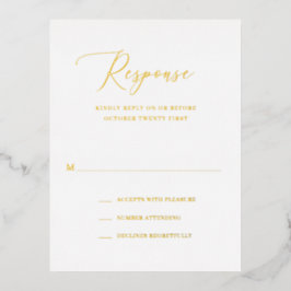 Einfache formelle Gold Foil Wedding RSVP Karte