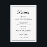Einfache formelle Hochzeit Begleitkarte<br><div class="desc">Traditionelle Hochzeitskassenkarte in klassisch schwarz-weiß mit einem einfachen Design mit "Details" in einer eleganten Kalligraphie innerhalb eines dünnen Randes. Die Rückseite ist schwarz. Die Vorlage ermöglicht Ihnen,  wichtige Informationen über Ihren besonderen Tag zu teilen. Dieses elegante Design ist perfekt für eine formelle Hochzeit.</div>