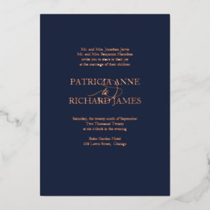 Einfache formelle Hochzeit Folieneinladung