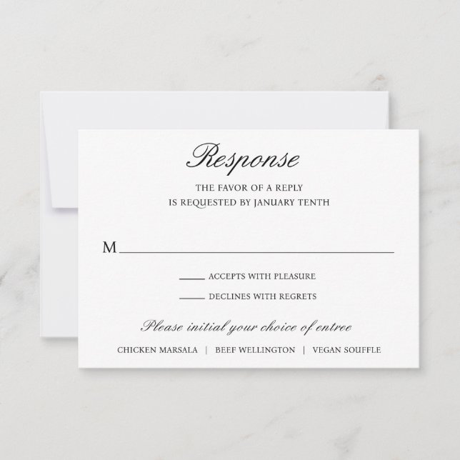Einfache formelle Hochzeit RSVP Karte (Vorderseite)