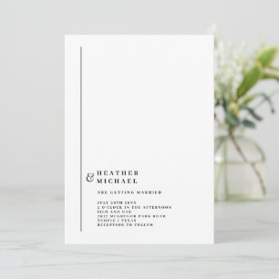 Einfache formelle moderne Hochzeit in Schwarz-Weiß Einladung