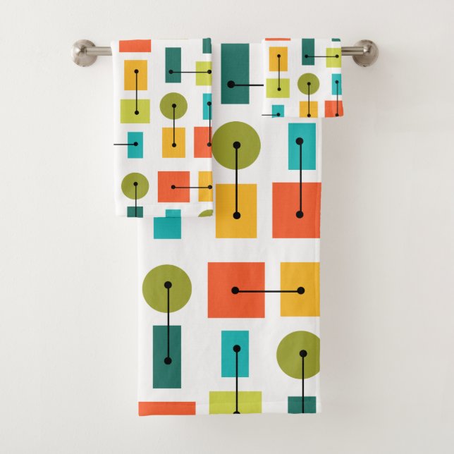 Einfache Formen des Atomzeitalters mehrfarbig Badhandtuch Set (Insitu)