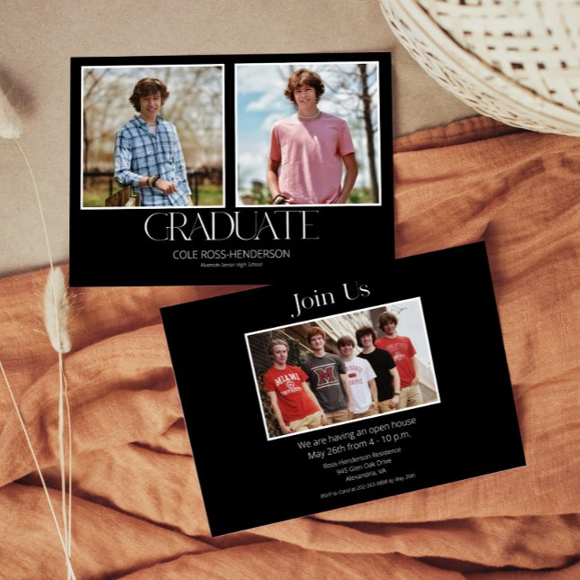 Einfache Foto Abschluss Ankündigung Einladung (Chic Typography Graduation Announcement Invitation)