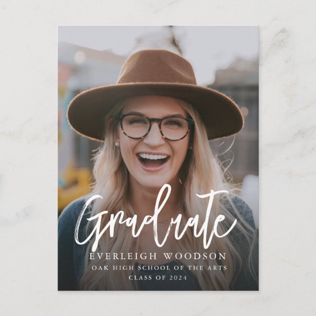 Einfache Foto-Abschluss-Klasse 2024 Ankündigungspostkarte (Vorderseite)