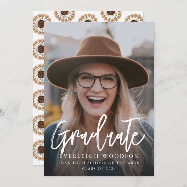 Einfache Foto-Abschluss-Klasse 2024 Einladung (Vorne/Hinten)