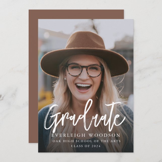 Einfache Foto-Abschluss-Klasse 2024 Einladung (Vorne/Hinten)