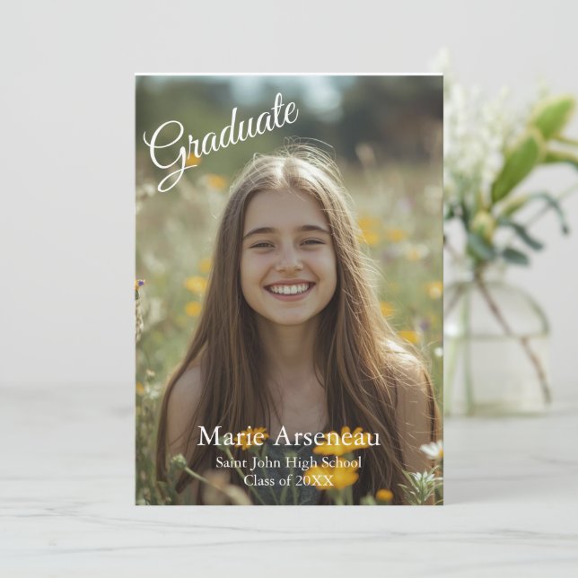 Einfache Foto-'Abschlussankündigung' Personalisier Feiertagskarte (Stehend Vorderseite)