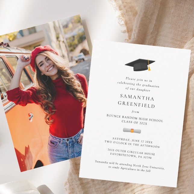 Einfache Foto-Abschlussfeier 2025 Party Einladung (Graduation 2025 Photo Graduate Cap Party Invitation)