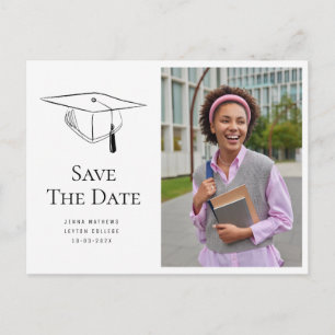Einfache Foto-Abschlussfoto Save-the-Date Postkarte