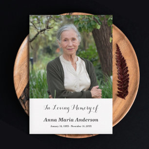 Einfache Foto Beerdigung Dankeschön Karte