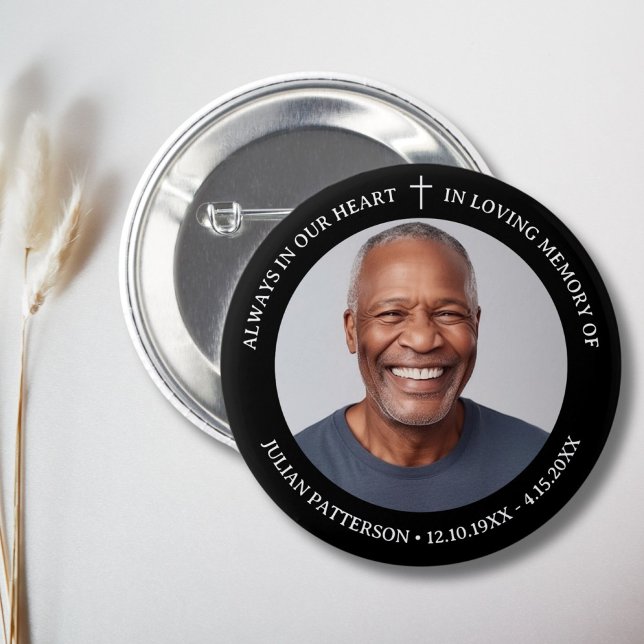 Einfache Foto-Beerdigung Memorial Keepake Button (Von Creator hochgeladen)