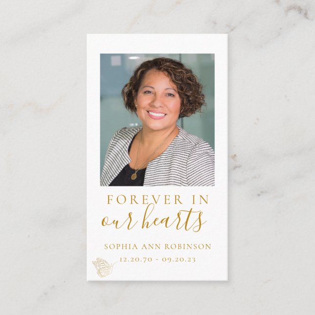 Einfache Foto-Butterfly-Beerdigungskarte Visitenkarte (Vorderseite)