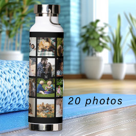 Einfache Foto-Collage mit Monogramm Sake schwarz Trinkflasche