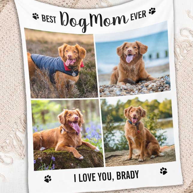 Einfache Foto Collage Personalisierte DOG MAMA Bil Fleecedecke (Von Creator hochgeladen)