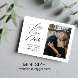 Einfache Foto elegante Drehbuchhochzeit rettete di Mitteilungskarte