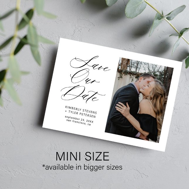 Einfache Foto elegante Drehbuchhochzeit rettete di Mitteilungskarte (Von Creator hochgeladen)