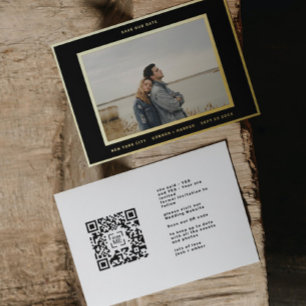 Einfache Foto Gold Border QR Code rette unser Datu Folieneinladung