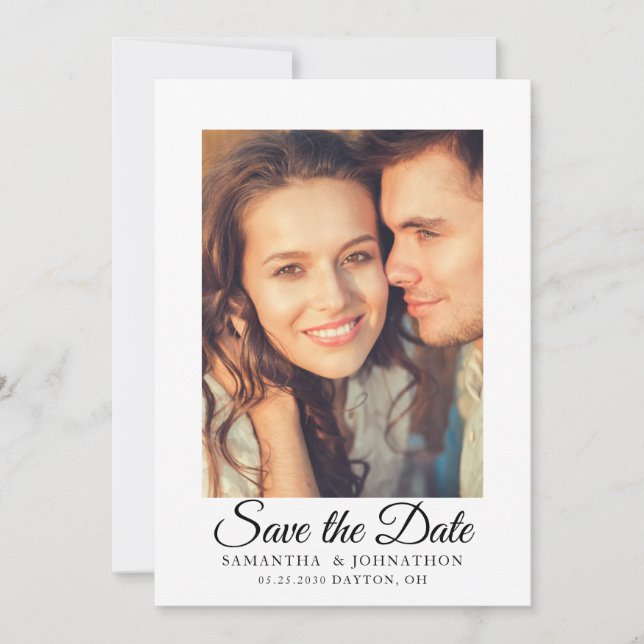 Einfache Foto-Hochzeit-Save-The-Date-Flat-Karte (Vorderseite)