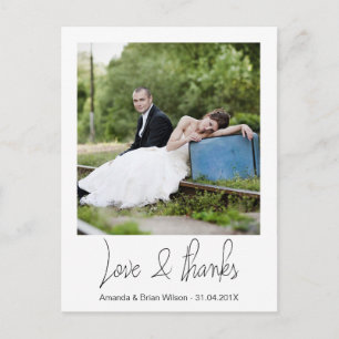 Einfache Foto Hochzeit Vielen Dank Postkarte
