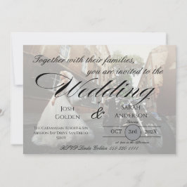 Einfache Foto-Hochzeitseinladung Weiß & Schwarz Einladung