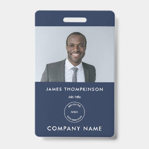 Einfache Foto-ID-Logo Navy Blue Ausweis