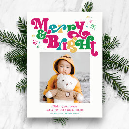 Einfache Foto Merry & Bright Holiday Card Feiertagskarte